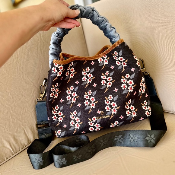 Spartina 449 Velvet Top Handle Bucket/ Shoulder/ Crossbody Bag - Picture 2 of 13